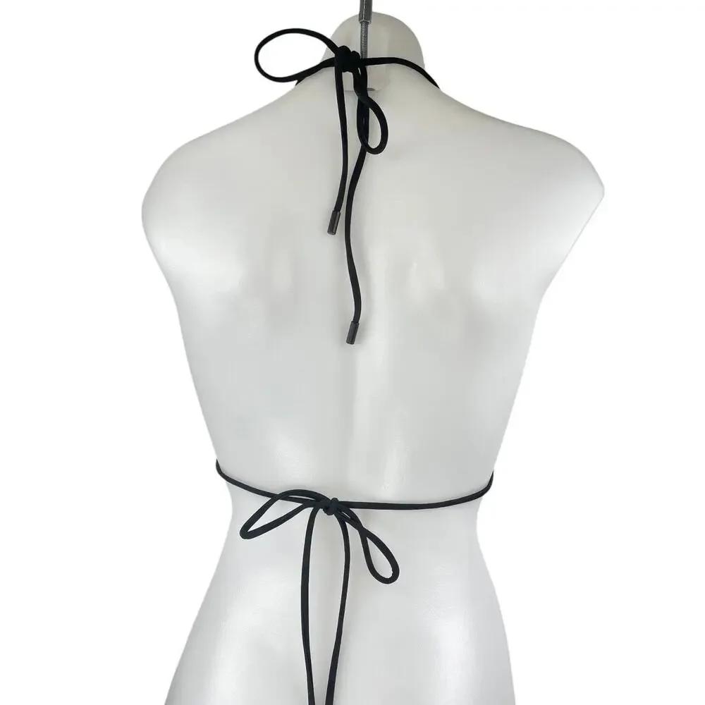 NEW Express Body Contour Swim Black Triangle Halter Bikini Swimwear Top Size S